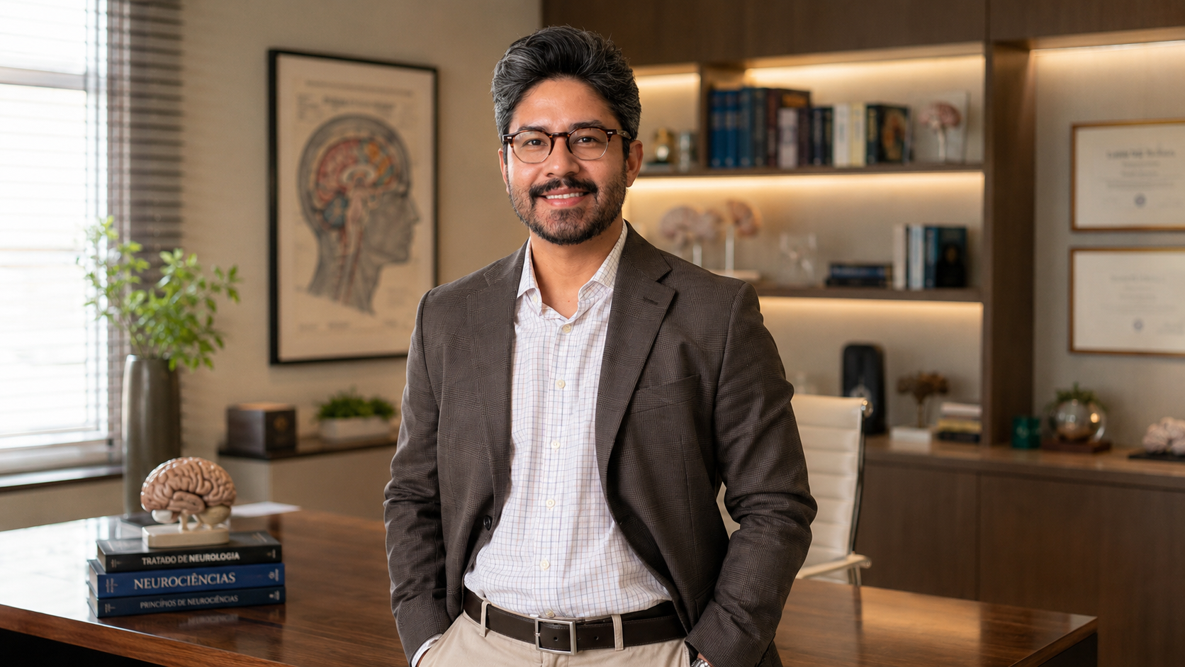 Dr. Walderico Machado em seu consultório de neurologia